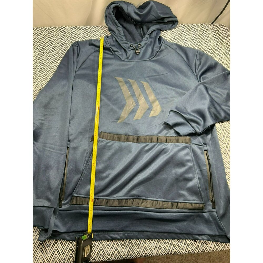 Gillz Men's Navy Hooded Pullover With Mesh Pocket & Zippered Side Pockets Large